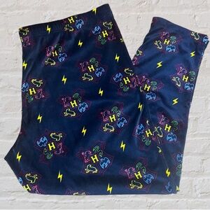 Harry Potter Blue Yellow Green Red Hogwarts Crest Elastic Waist Pajama Pants